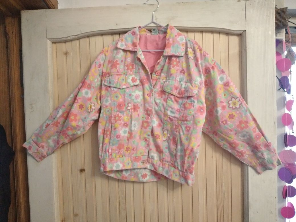 Geaca jacheta toamna 146 fete 9 10 11 ani fetite flori roz scoala blug