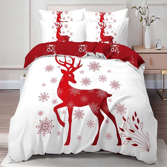 Двулицево коледно спално бельо (Реално изображение), 6 части