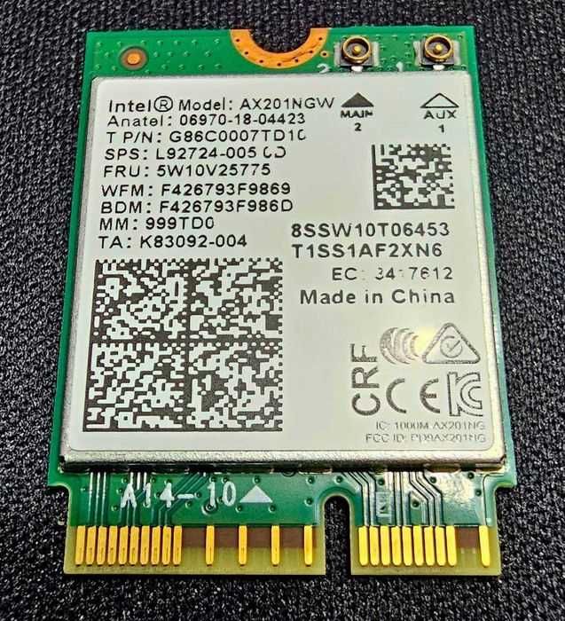 Чисто нов модул Intel Wi-Fi 6 AX201 2x2 802.11ax