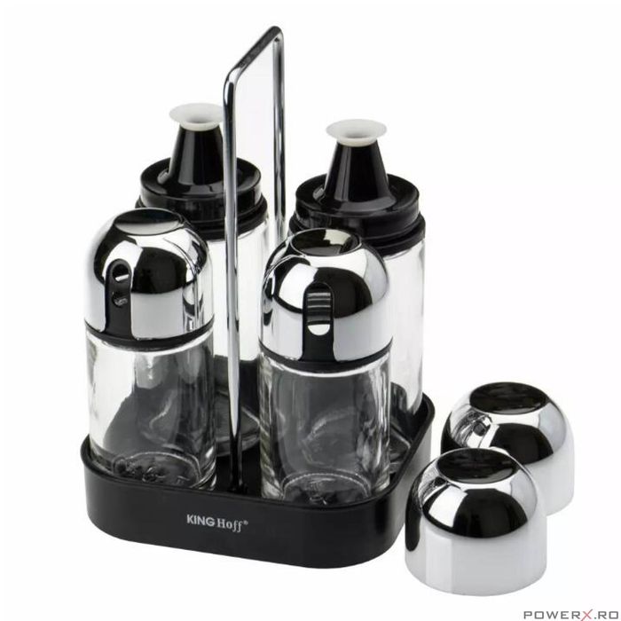 Set 4 recipiente, pentru condimente, ulei si otet, 13x11,6x19,5 cm