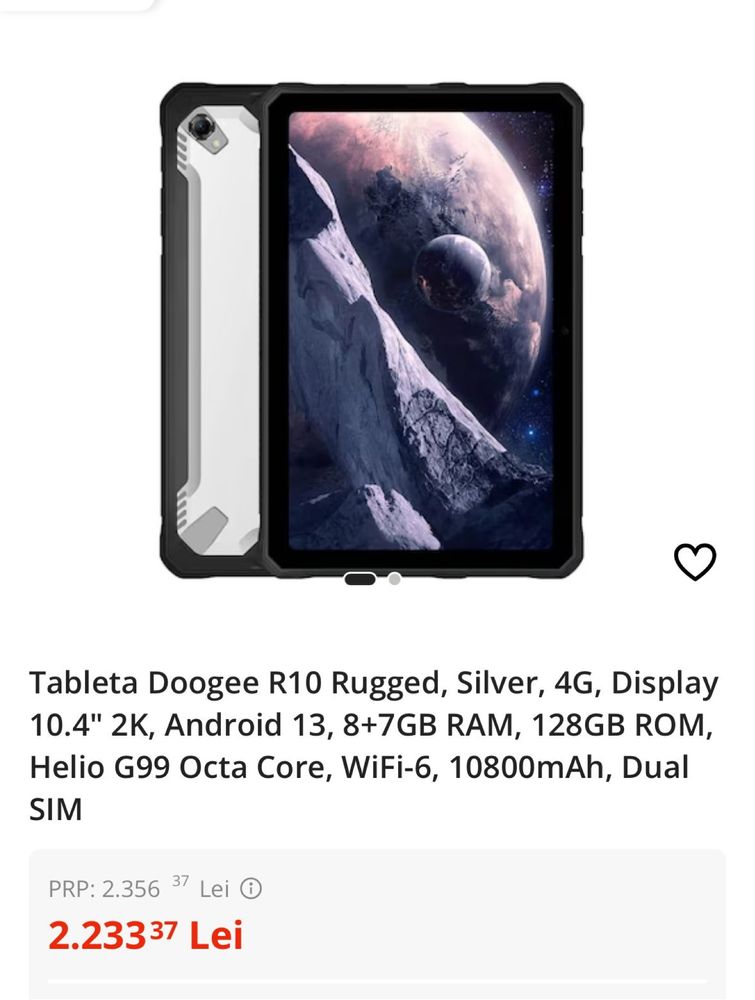 Tableta Doogee R10, 4G dual-sim, 2K, sigilata, transport inclus