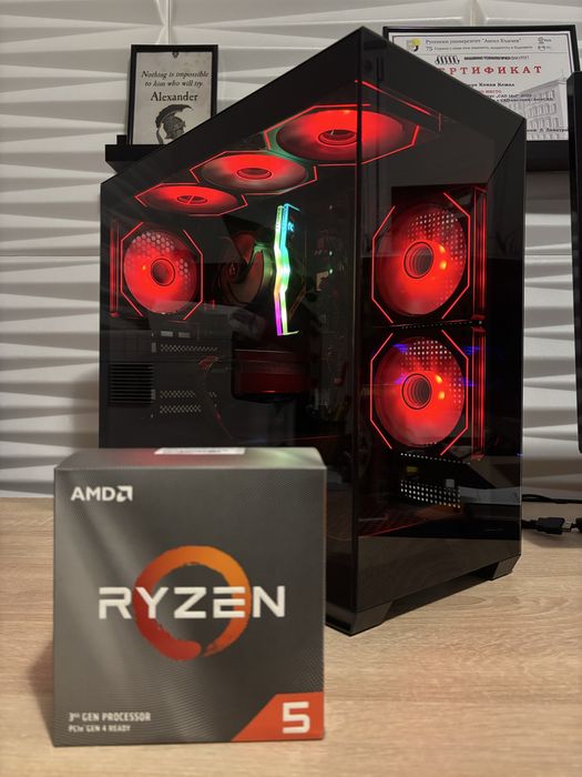 Геймърски компютър Ryzen 3600, RX6600, 16 ram, 512 ssd, 650W, WiFi, BT
