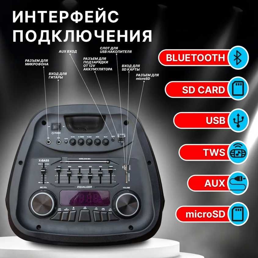 100% Новая Колонка ELTRONIC 20-83 с караоке.1500ват.стерео с TWS.