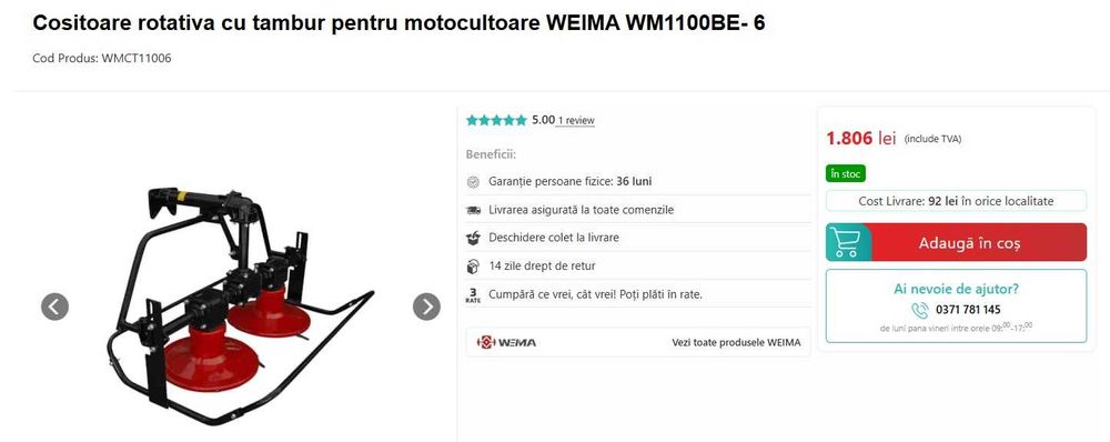 Motocultor Weima WM 1100D-6 - NOU