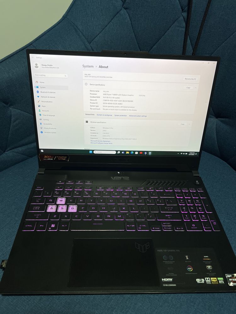 Vand laptop gaming asus tuf A15 300hz rtx 3060