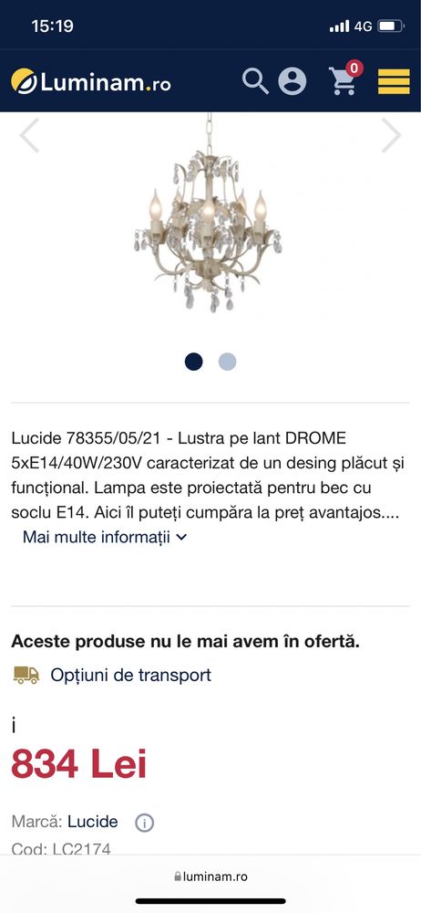 Lustră LUCIDE 5 brațe