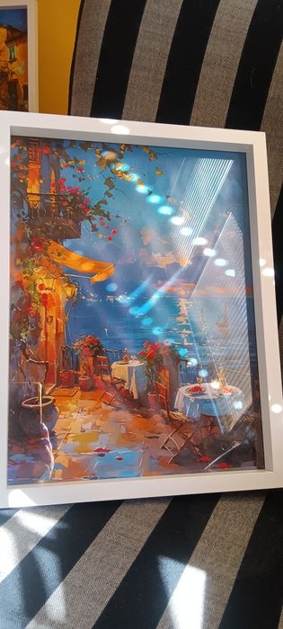 Средиземноморска Прибрежна Сцена-Жива Морска Картина с Балкон,