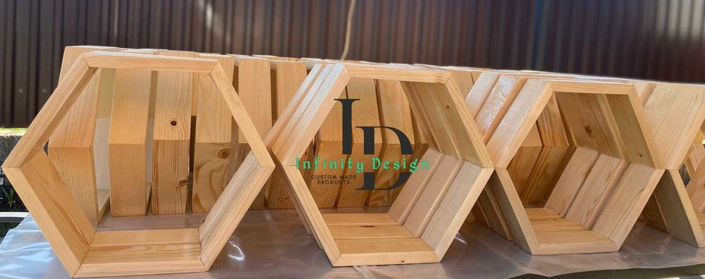 Hexagon din lemn diferite dimensiuni. suport pentru perete/ decor masa