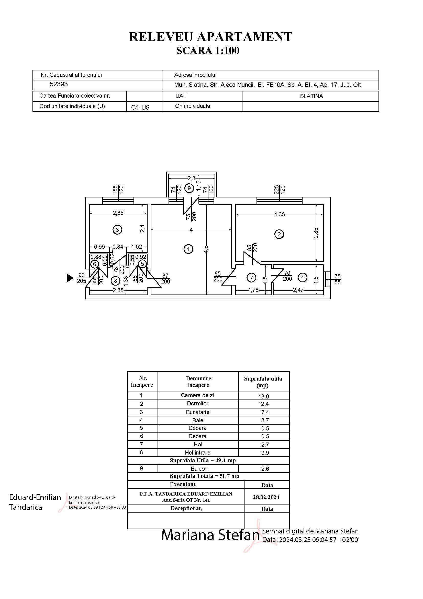 Apartament 2 camere, Aleea Muncii, Slatina