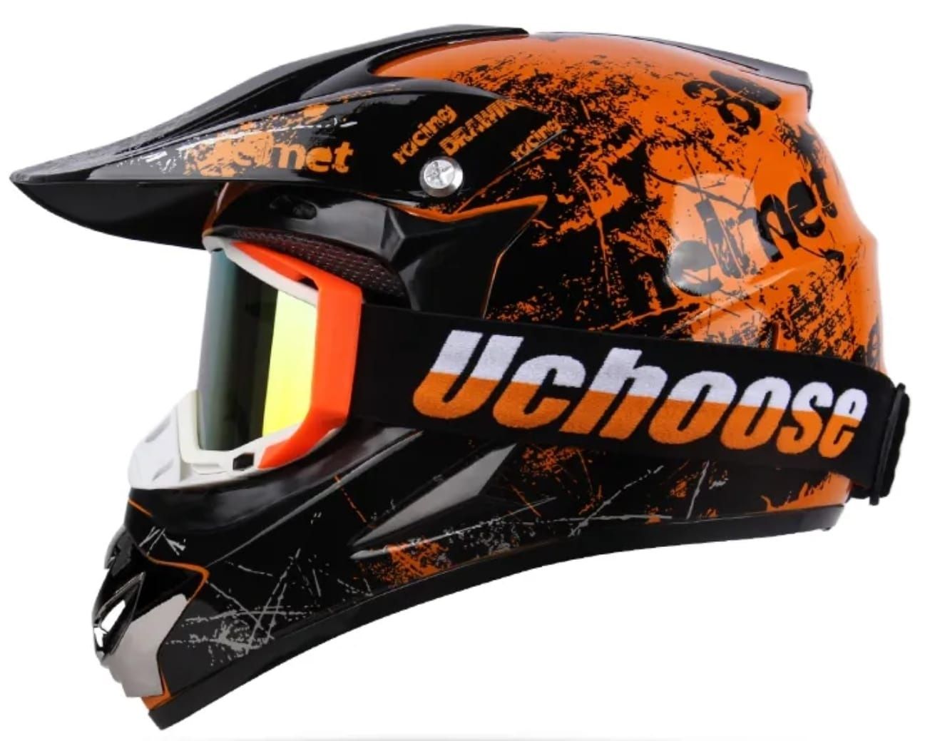 Casca moto cu ochelari enduro/cross/atv/off road copii/barbati/femei