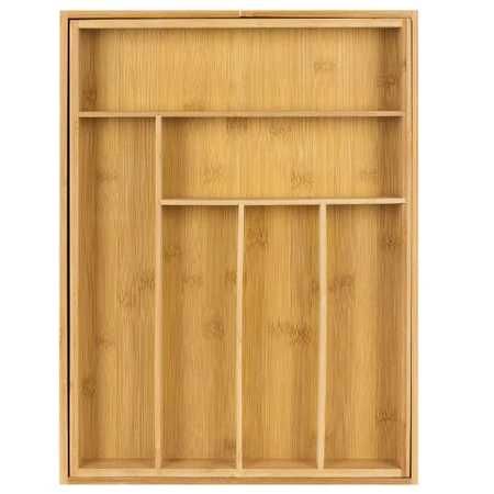 Кухненски бамбуков органайзер за прибори за чекмедже, разтегателен