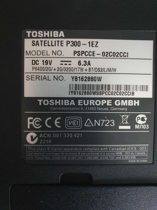 Tosiba Satellite P300