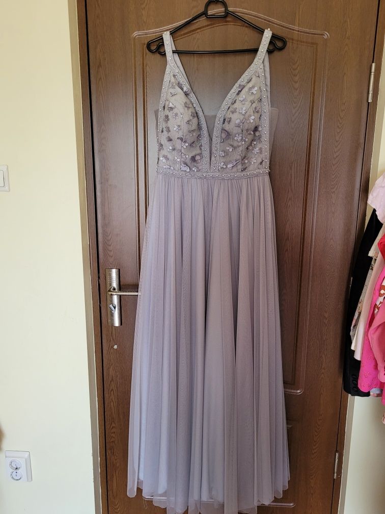 Rochie lunga gri, mărimea 38-40