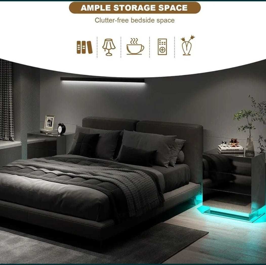 Нощно шкафче LEMROE LED с 3 чекмеджета