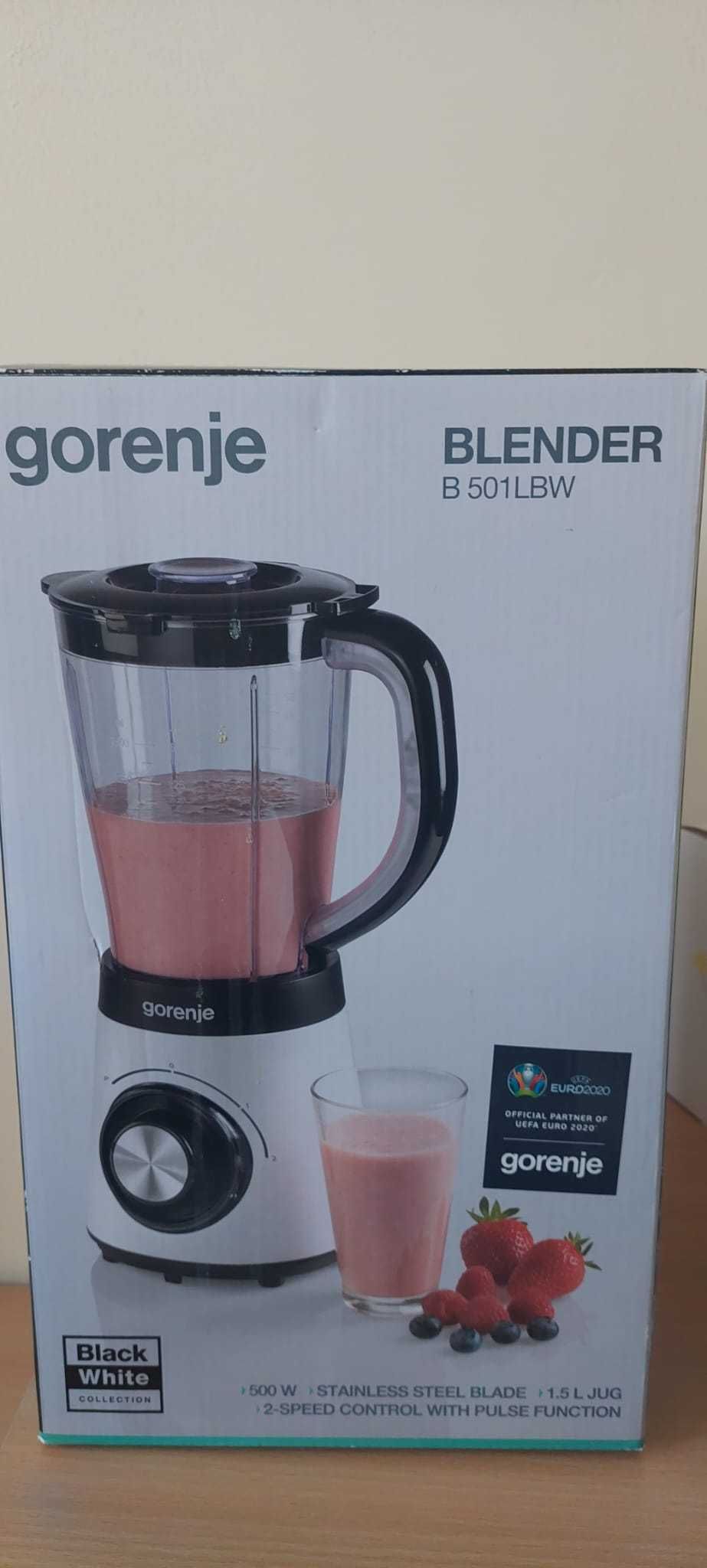 Blender GORENJE B501LBW, 1.5l, 500W, 2 trepte viteza, alb-negru, NOU