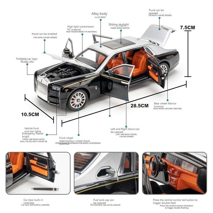 Металлическая машинка Rolls-Royce Phantom 1:18
