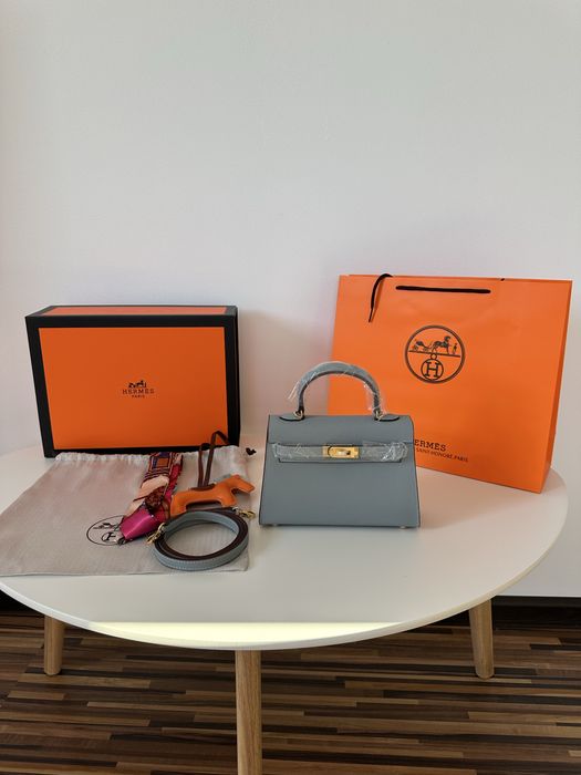 Geanta Hermes Kelly 19cm Light Blue