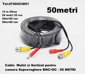 Cablu Mufat si Sertizat pentru camera Supraveghere BNC+DC - 50 METRI
