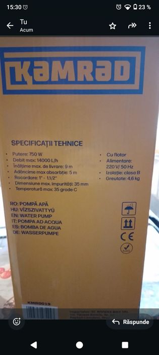 Pompa submersibila pentru apa murdara KAMRAD QDP-750-F – 750W, 14000 l