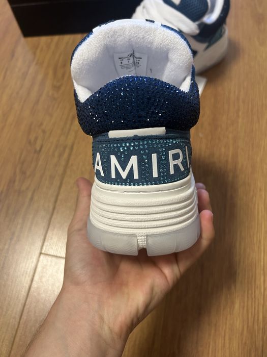 adidasi amiri ma1 baby blue albastru cu alb crystal cu pietricele