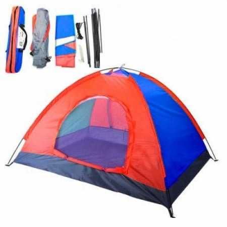 Cort camping ,pentru 2-3 persoane,190x190x123 cm - Albastru/Rosu
