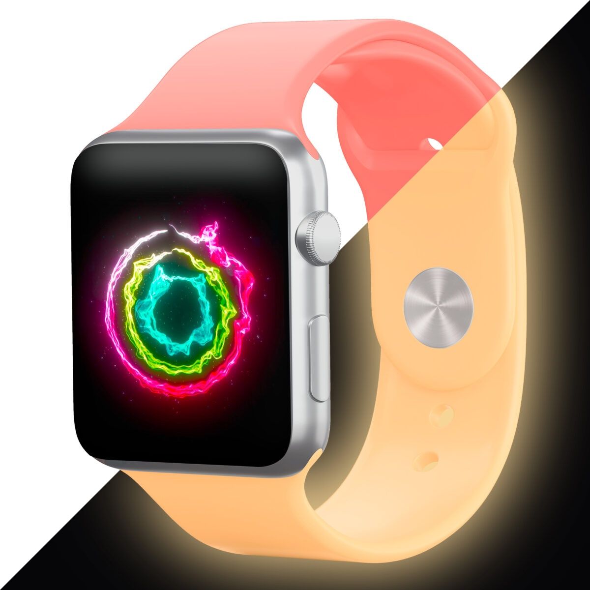 Brățară Fluorescenta Apple Watch Roșu/Crem. Pentru adulți:38 40 41 M