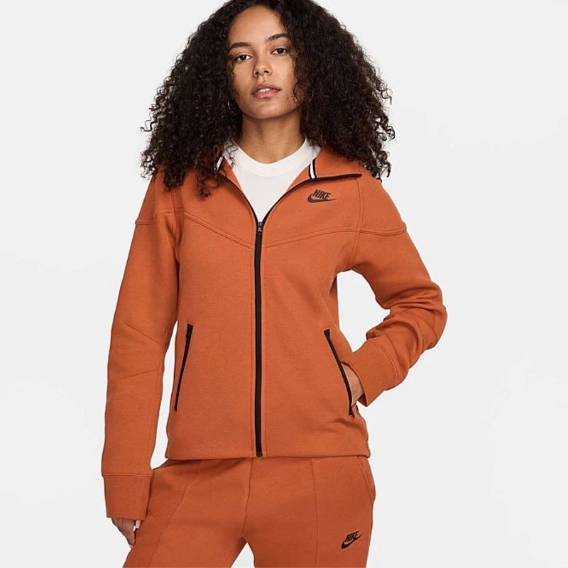 НОВО долнище и горнище NIKE NSW TCH FLC  оранжево-кафяво ХС