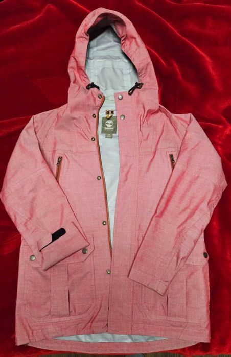 Непромокаемо яке от шамбре с качулкаБледочервен,