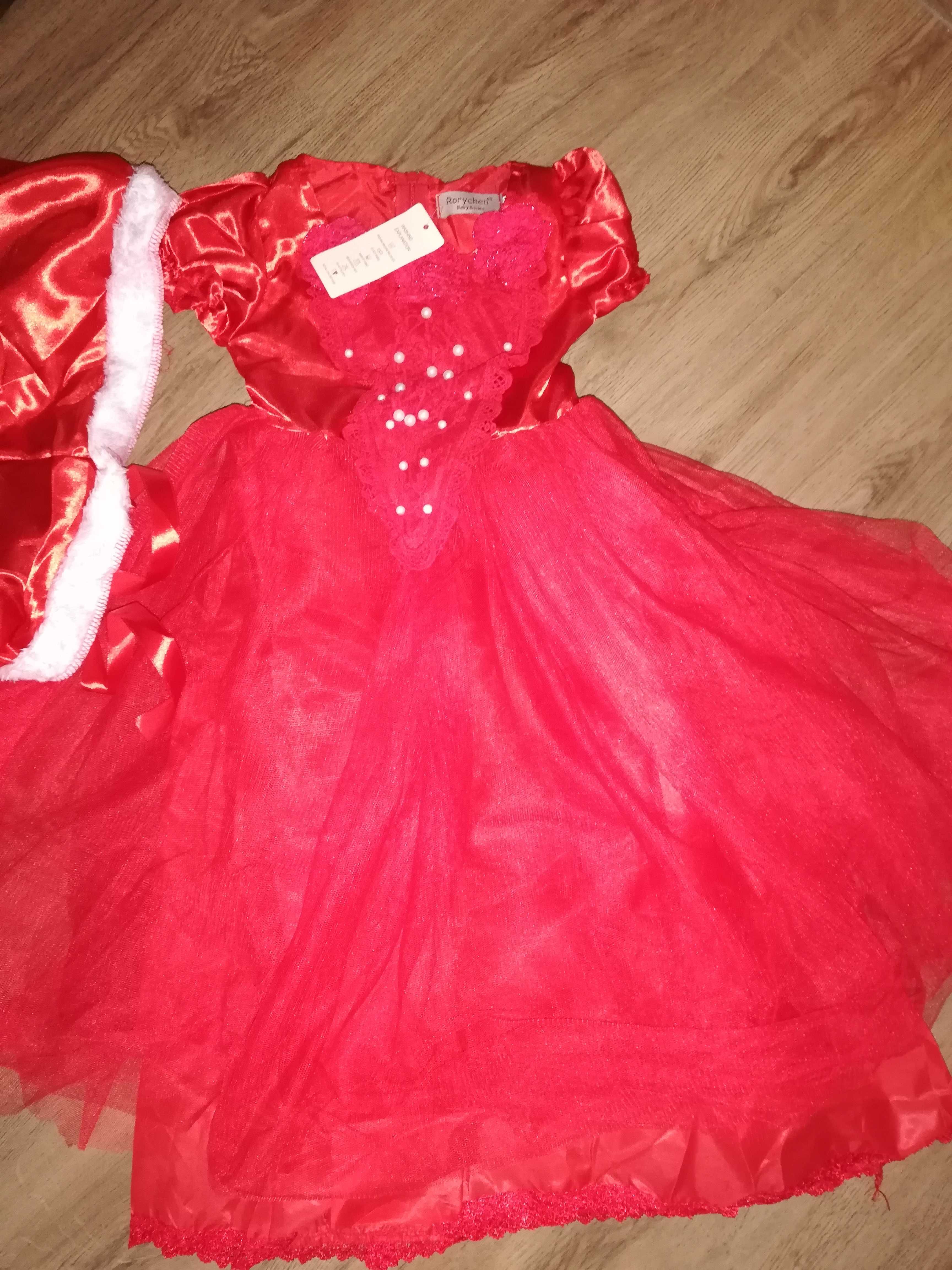 Rochie/rochita rosie printesa cu capa satin/ Scufita Roșie /craciunita
