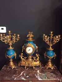 Set ceas cu doua sfesnice bronz masiv