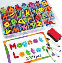 Магнитни букви Coogam, 234 бр. С магнитна дъска Ангийска азбука