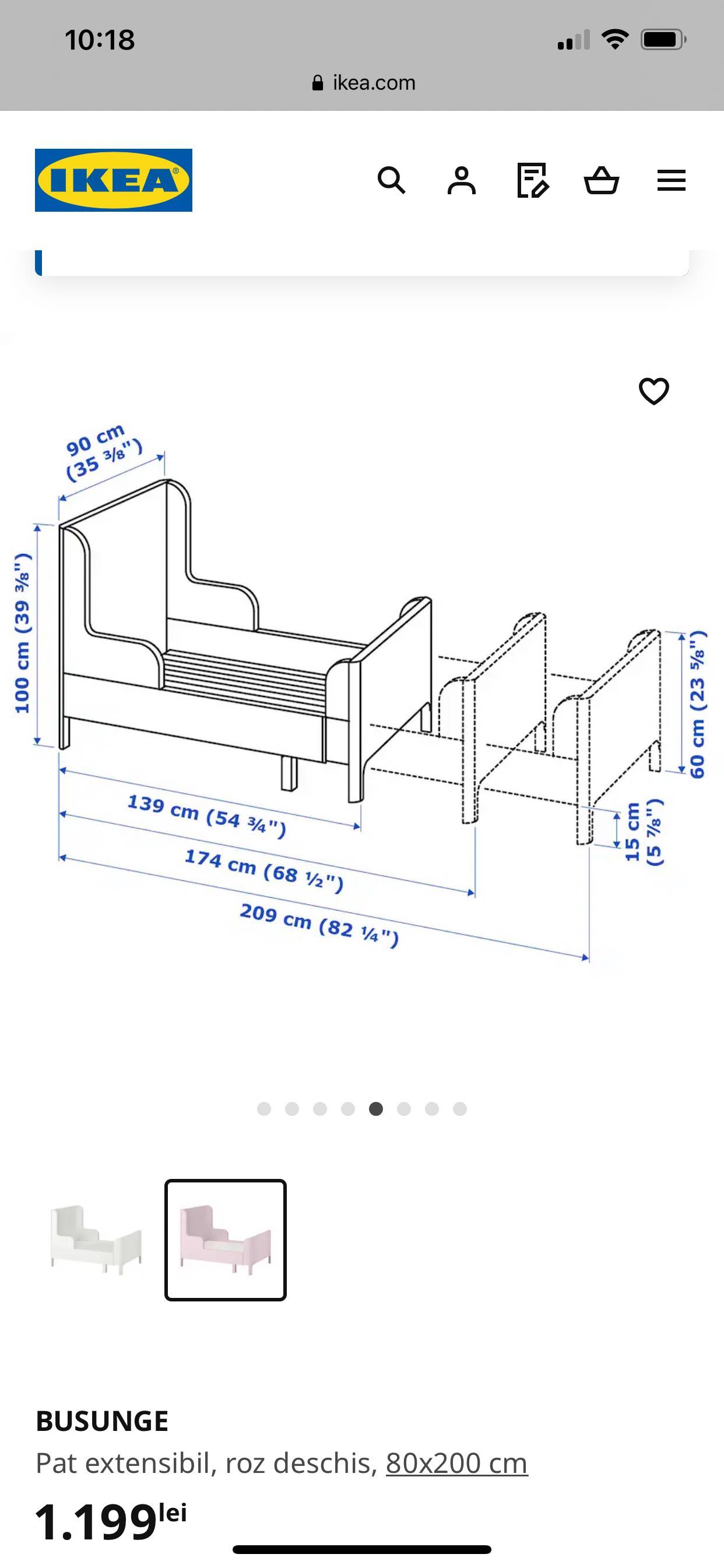 Pat copiii ikea busunge roz