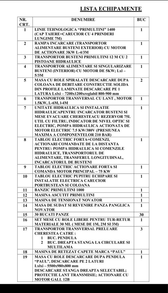 Utilaje de taire lemn , Primultini 1400 si alte utilaje