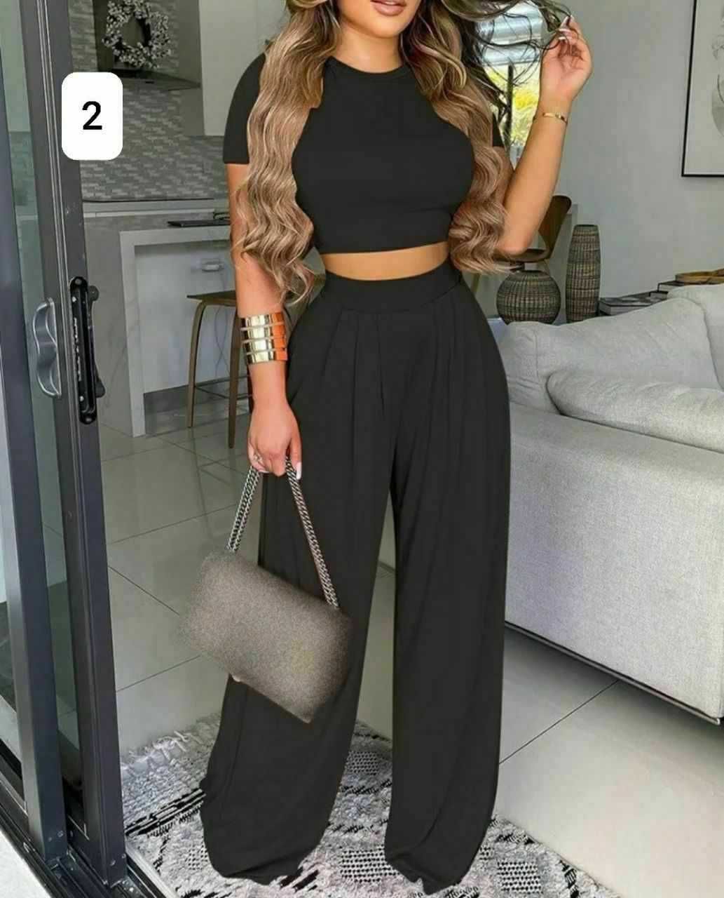 Compleu modern dama cu pantaloni largi 2 piese