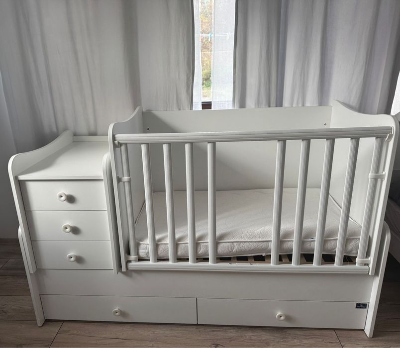 Детско Бебешко легло 3в1 Люлка Креватче Повивалник-Нощтно шкафче