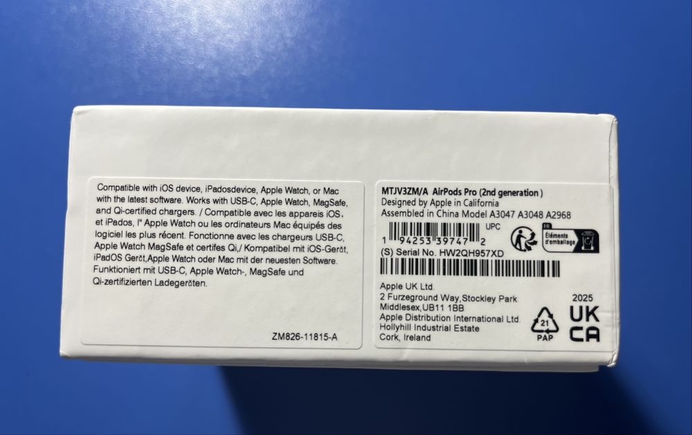 AirPods pro 2nd generation serial No. valid