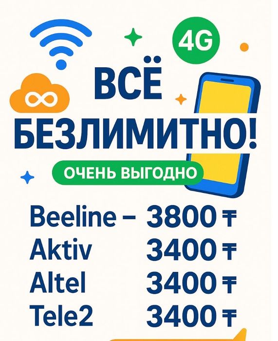 Тариф Безлимитный Интернет 3 4 5 G Алтел Теле 2 Билайн