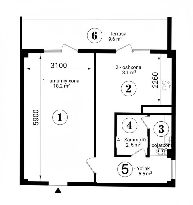 Продаётся cвоя 1-комнатная квартира в ЖК "Orzular" от Xon Saroy