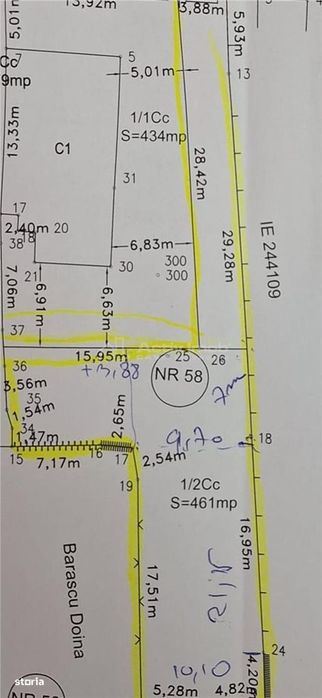 Teren construibil P+2, POT = 35% ,461 mp - zona centrala