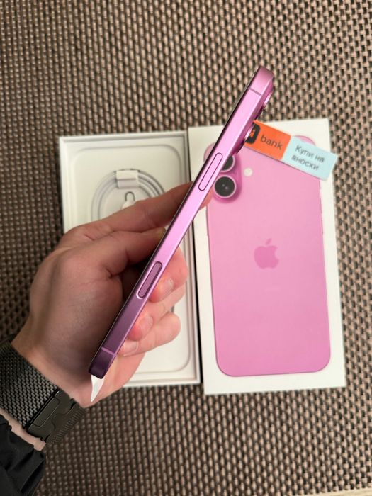 НОВ!  iPhone 16 PLUS *Лизинг от 52лв/м / 128Gb PINK / розов  Гаранция!