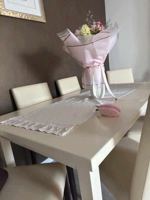 Masa MDF + 6 scaune piele ecologica