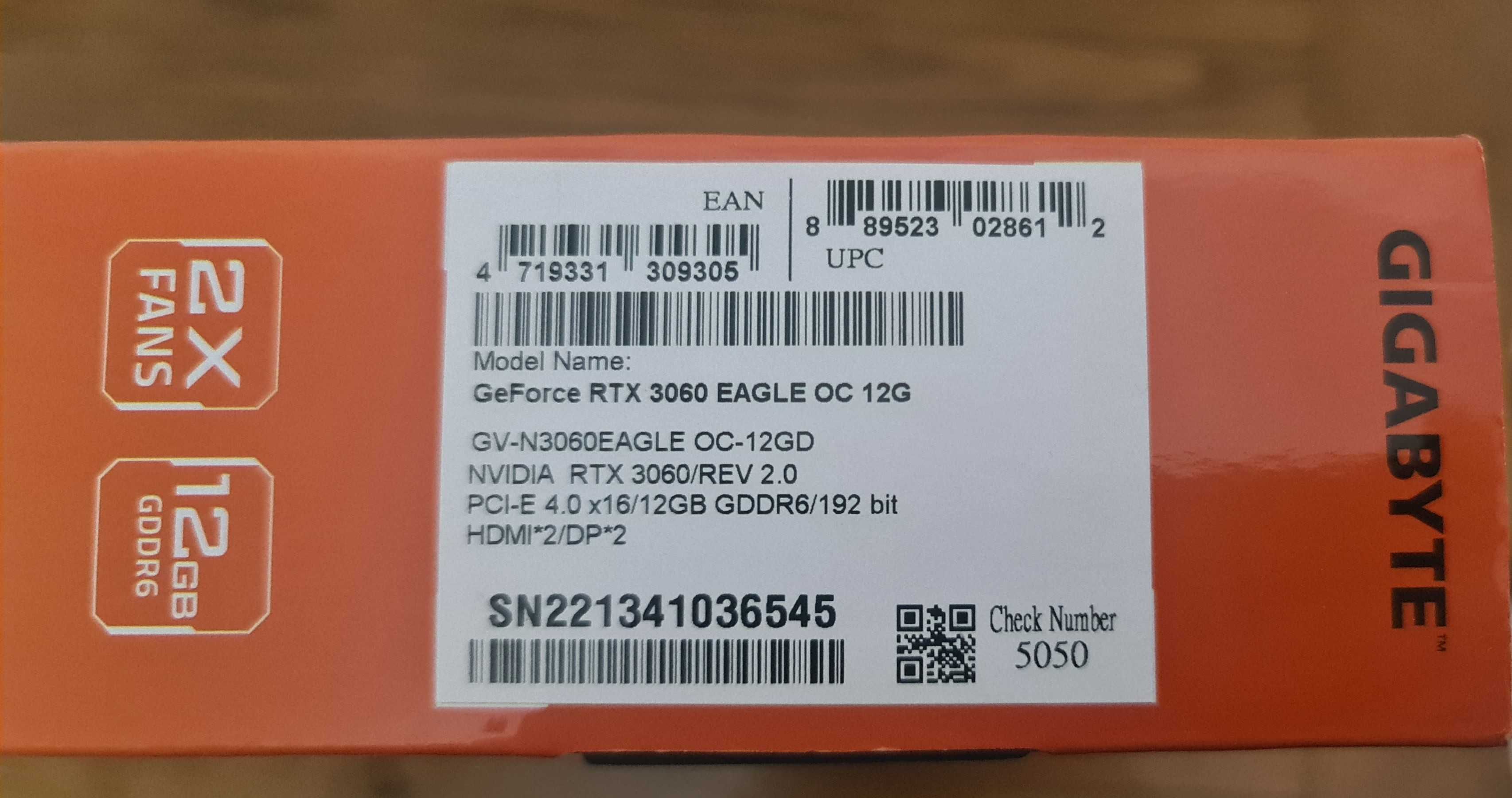 RTX 3060 12GB GDDR6 Eagle OC LHR