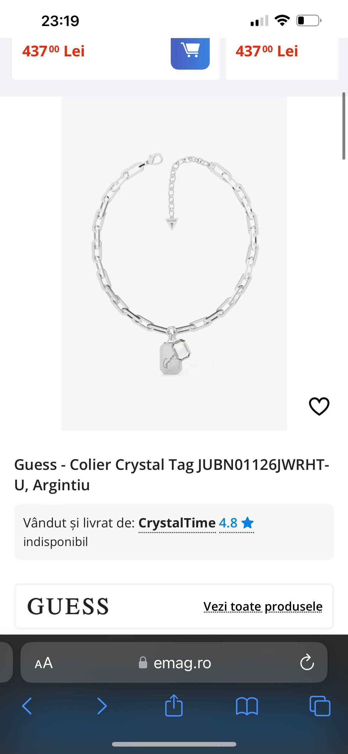Colier Guess Crystal Tal nou