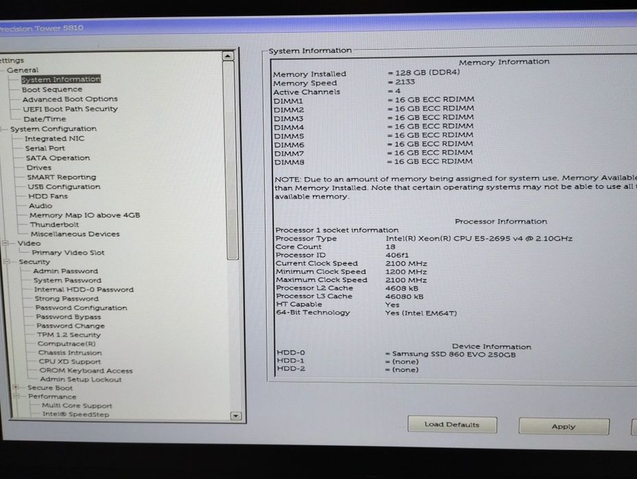 Server Dell T5810 , 18 cores/36 threads, 128gb Ram, Nvidia Quadro 5000