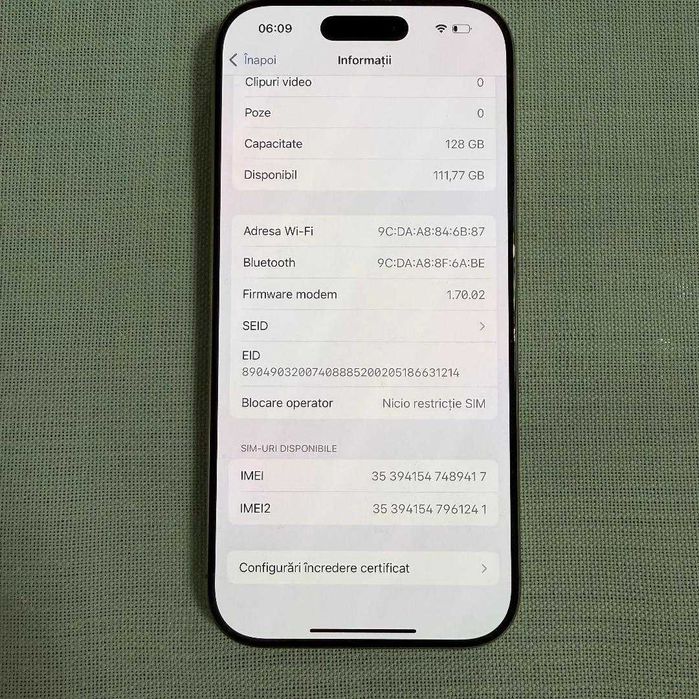IPHONE 16 PRO 128GB Desert Titanium doar E-sim