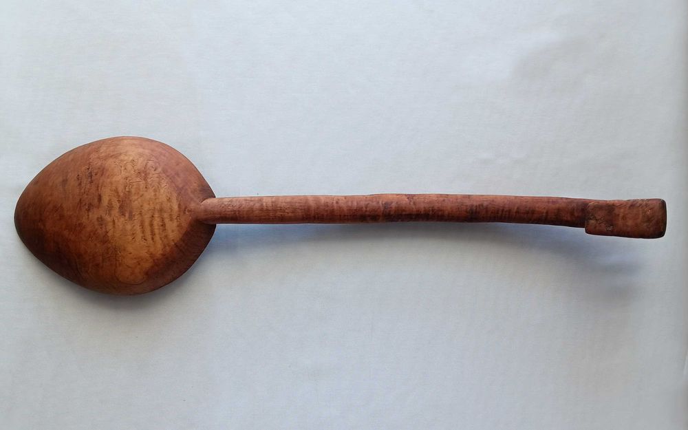 Огромна дървена старинна възрожденска лъжица - Черпак