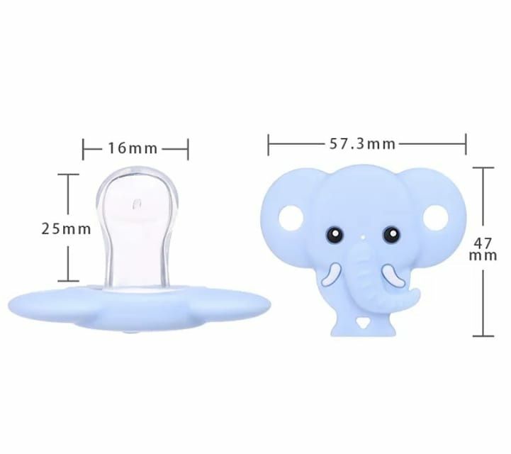 2 suzete + accesoriu disponibile pe roz și albastru model elefant