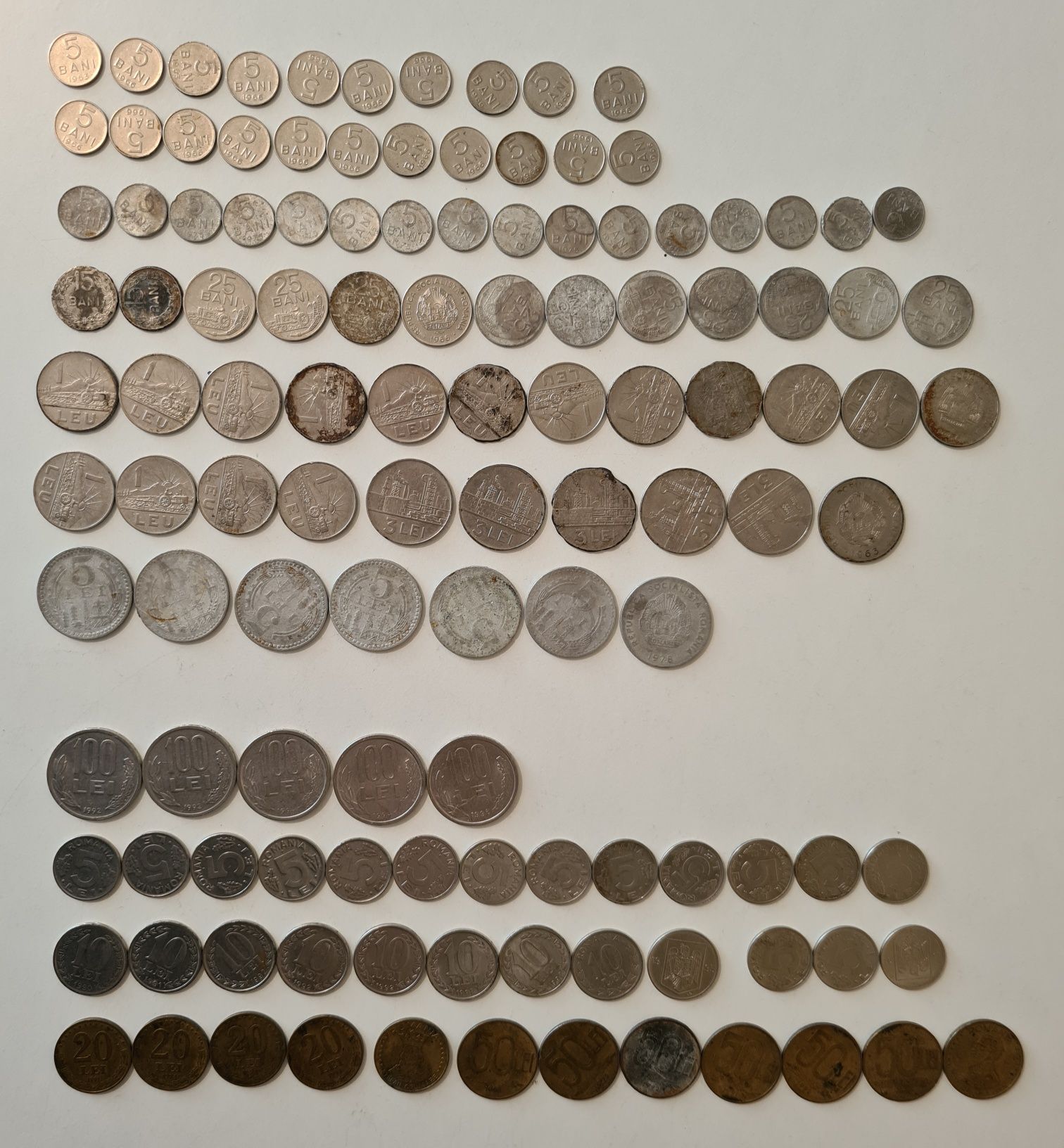 Monede vechi de colecție românești 121buc