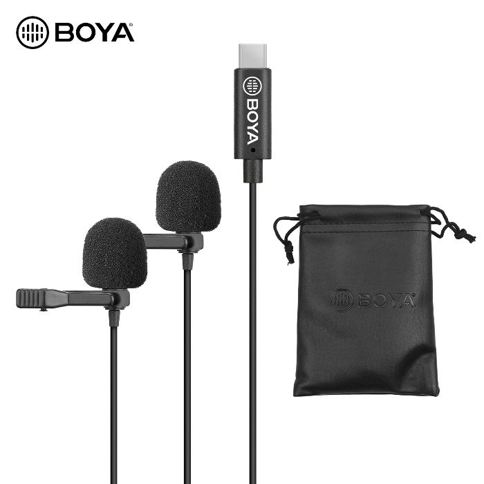 Lavaliera dubla Microfon BOYA BY-M3D port tip C pt sistem Android
