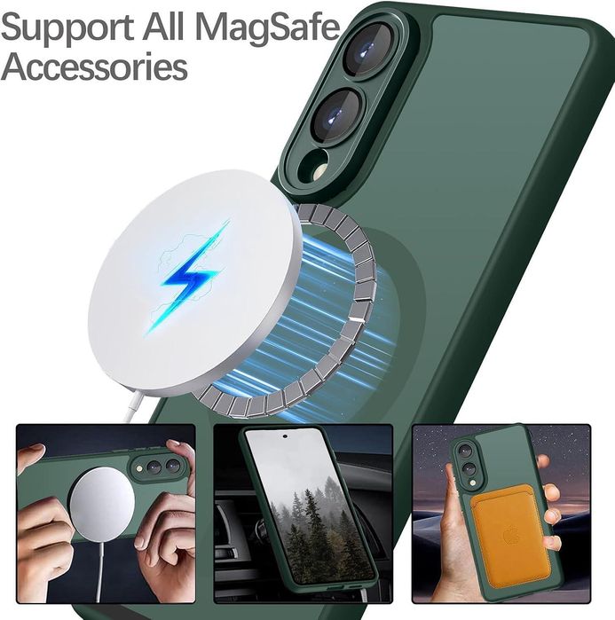 Матов magsafe кейс за samsung galaxy s25 edge - зелен